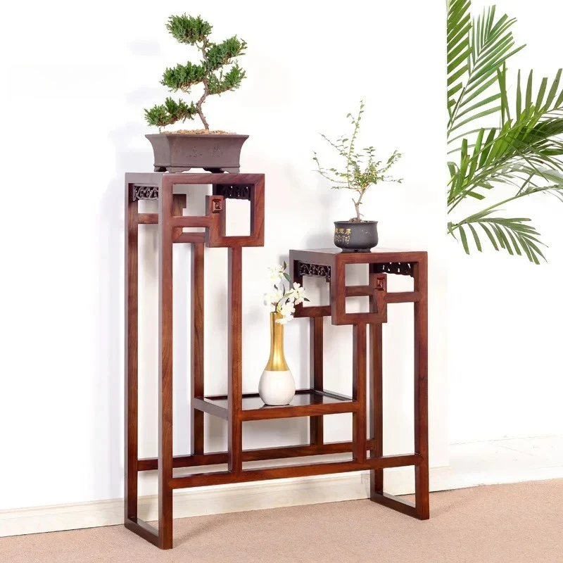 

Creative Chinese Style Living Room Flower Stand Simple Balcony Plant StandsRetro Solid Wood Plant Shelves for Outdoor Furniture