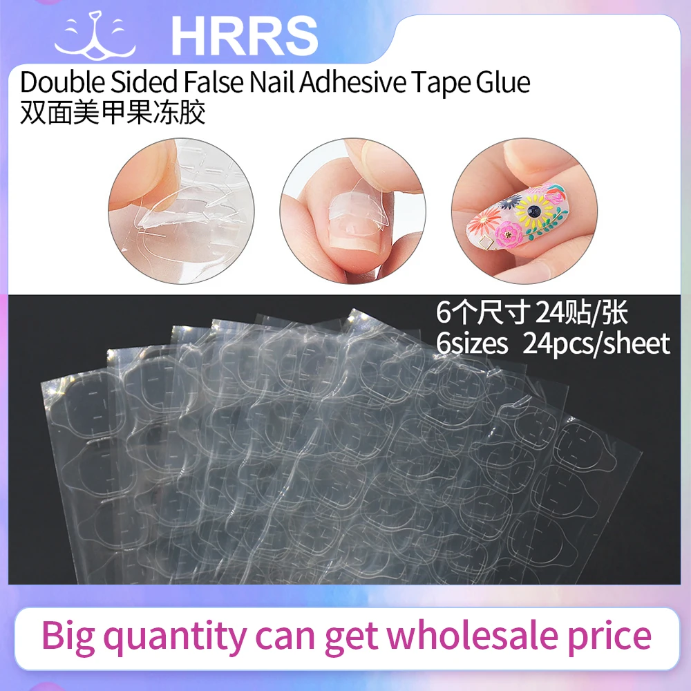 10 folhas dupla face fita adesiva para arte em unhas falsas cola gelatinosa transparente abas à prova d'água para unhas