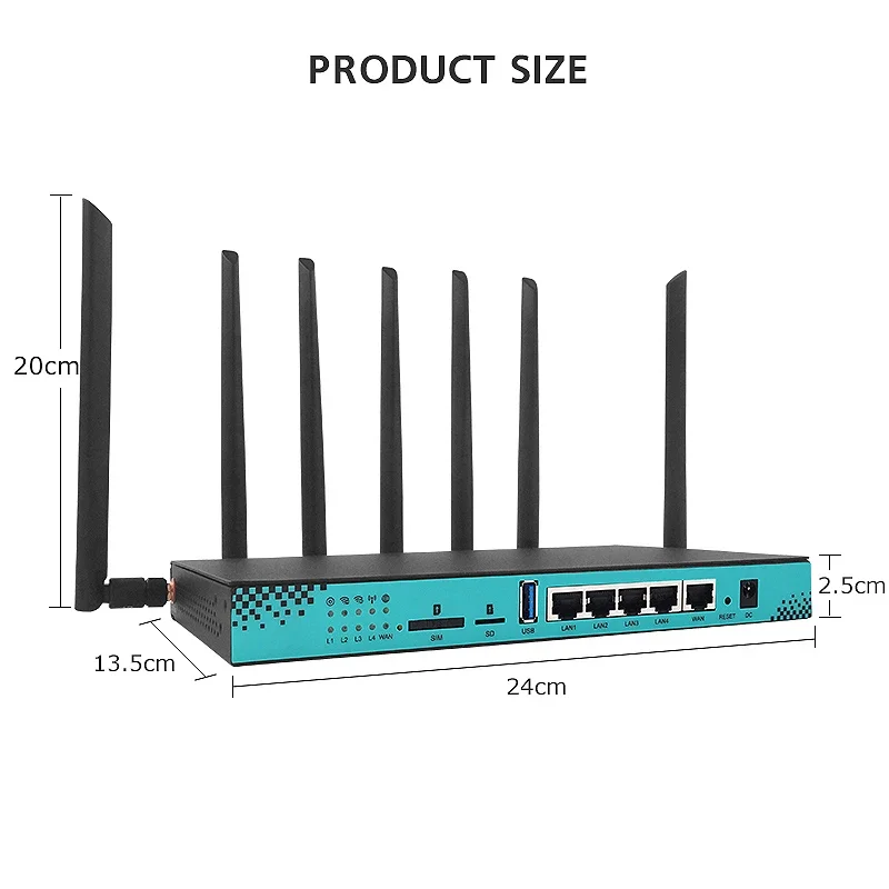 Routeur Wi-Fi sans fil débloqué avec carte SIM, WG1608, 5G, 1200Mbps, emplacement M.2, 2.4G, 5.8G, 4 x RJ45, LAN, 16 Mo, 256 Mo, micrologiciel Openwrt