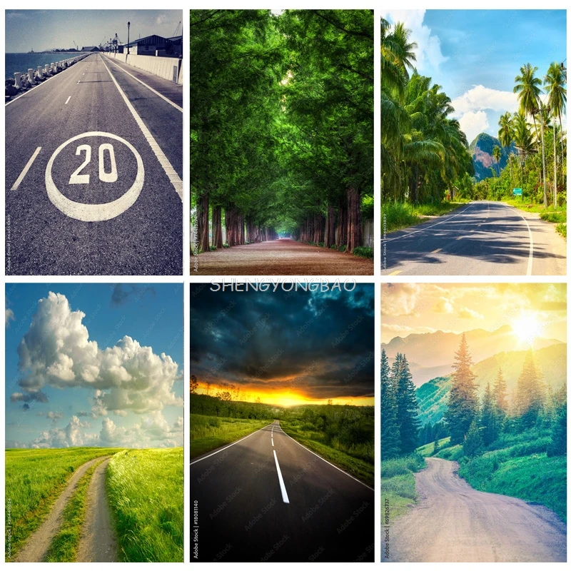 Natural Scenery Photography Background Highway Landscape Travel  Photo Backdrops Studio Props 2279 DLL-09