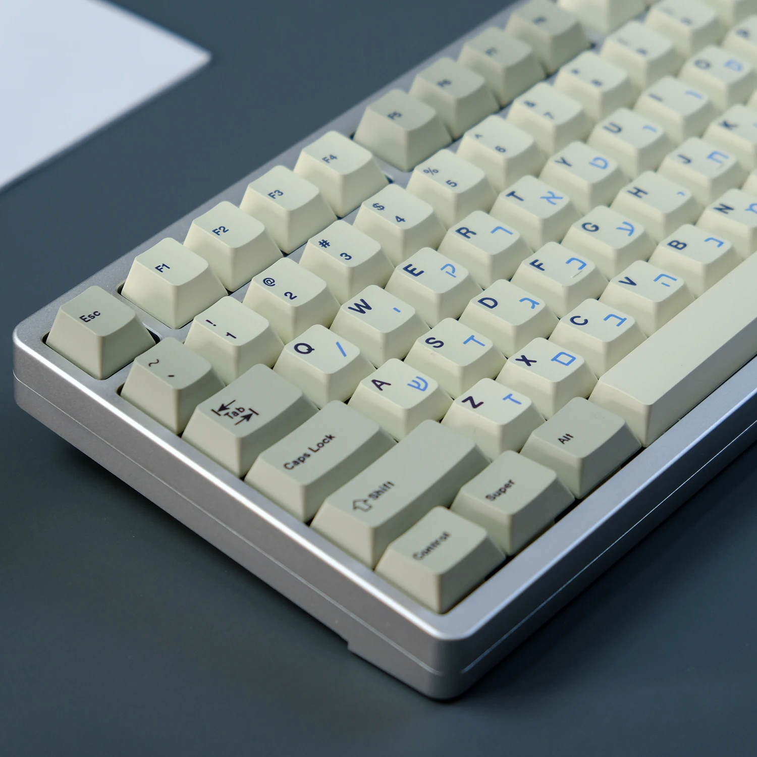 163 Keys GMK Retro Grey White Hebrew Keycaps PBT Dye Sublimation Mechanical Keyboard Keycap For MX Switch 1.75U Shift ISO Enter