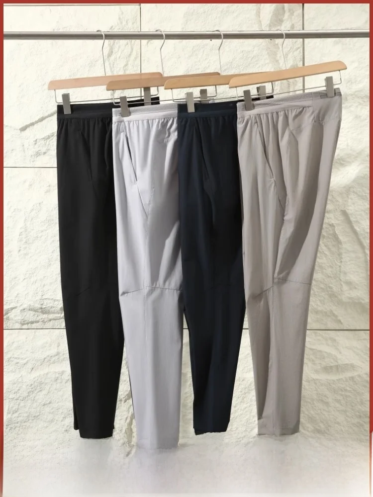 

Высококачественные летние новые мужские повседневные брюки из нейлона и лайкры, высокоэластичные дышащие повседневные брюки на заказ, модные прямые брюки из полиэфирного волокна