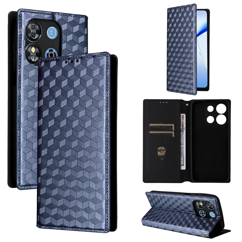 For Oukitel C57S stereoscopic lines flip wallet skin PU case purse for Oukitel C57 C57 Pro Magnetic Phone Cover