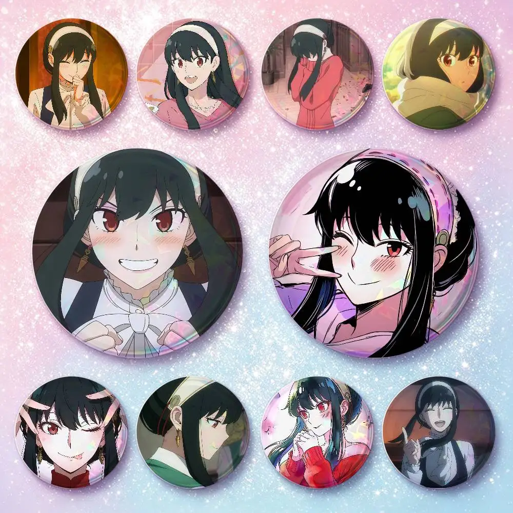 Yor Forger Anime Character Badges Button Round Creative Pin Brooch Badge Bag Decor Accessories Fans Collect Friends Gifts
