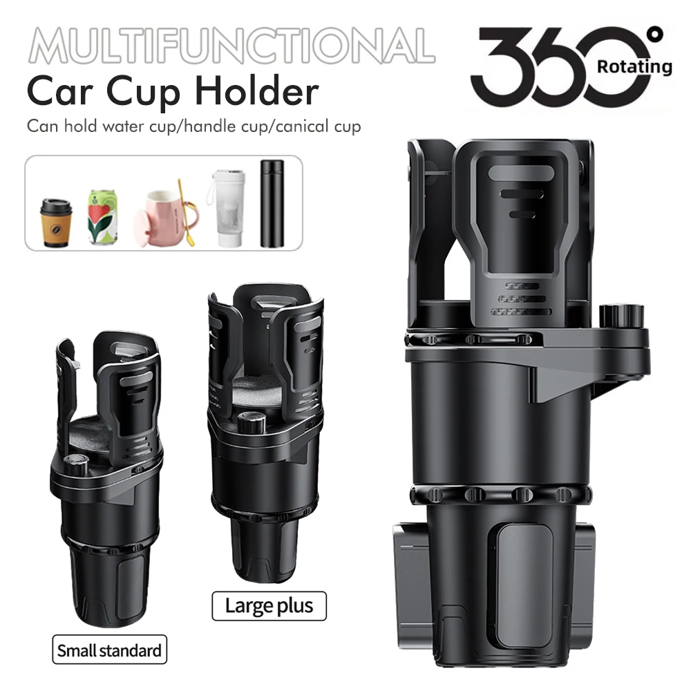 Multi-Functional 2-in-1 Car Cup Holder with Switch Lock for Beverages and Instant Noodles (Large & Small Sizes)