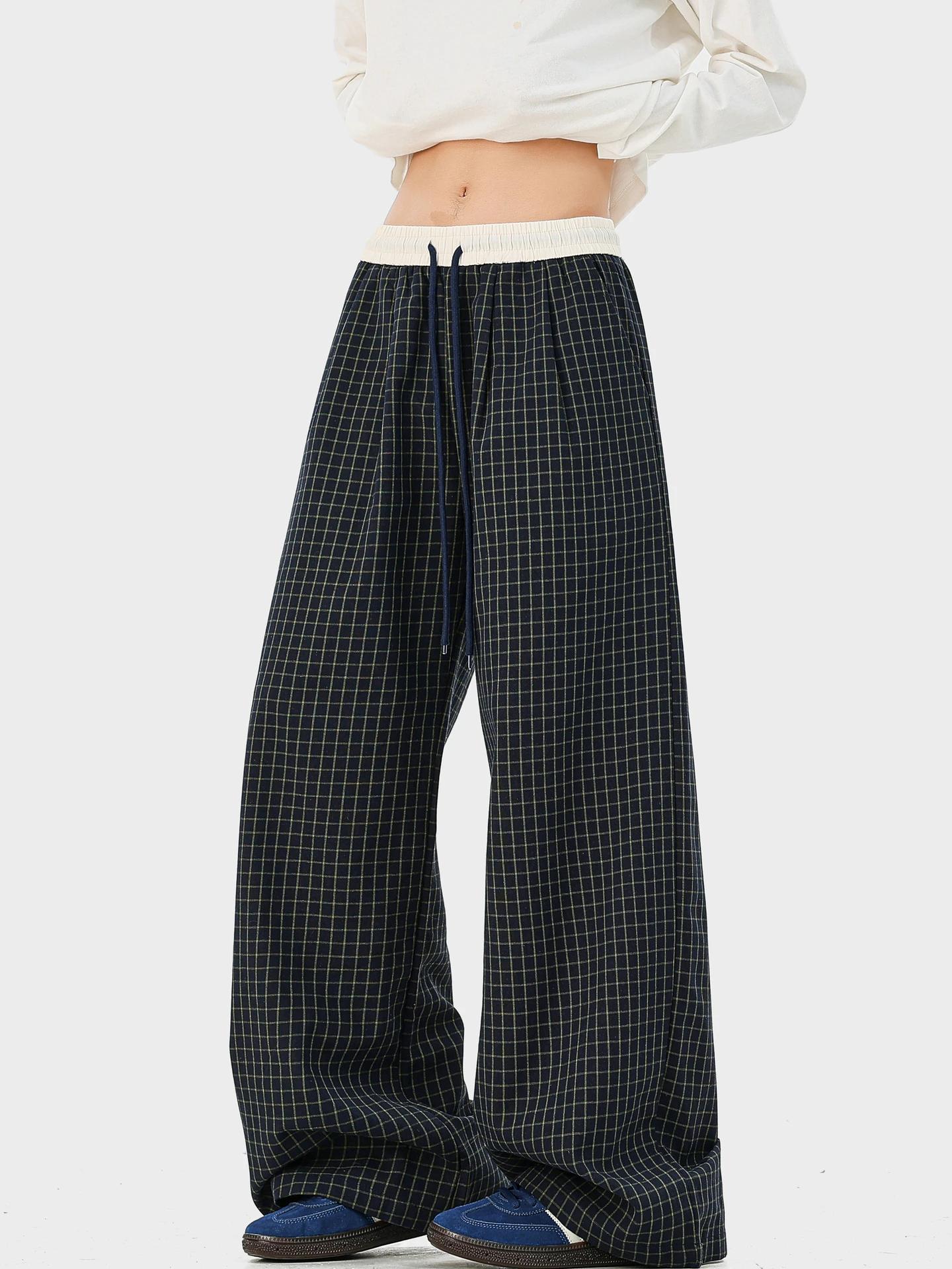 

Спортивные брюки свободного кроя с широкими штанинами для мужчин и женщин, с цветными вставками, эластичным поясом на шнурке, из полиэстера