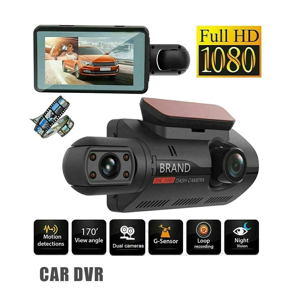 Dual Lens Dash Cam Car DVR Front and Inside Camera Video Driving Recorder Parking Monitor Night Vision G-Sensor