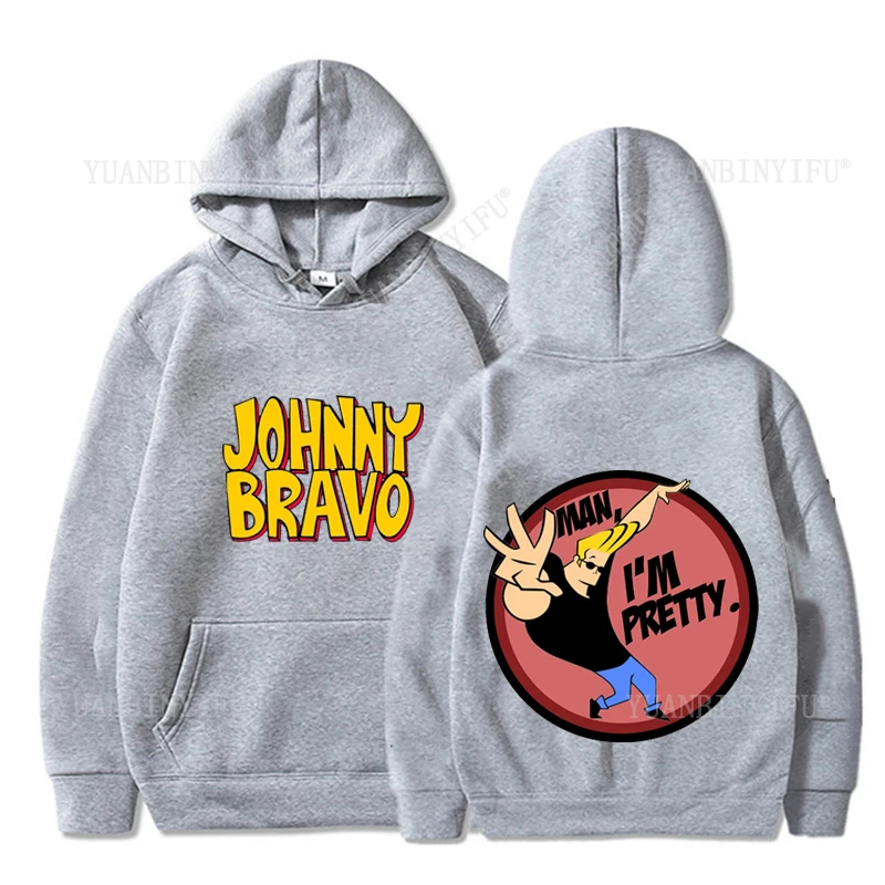 

Новый стиль, популярная классическая толстовка с капюшоном с графическим принтом персонажа Джонни Браво, осенне-зимняя модная толстовка-пуловер