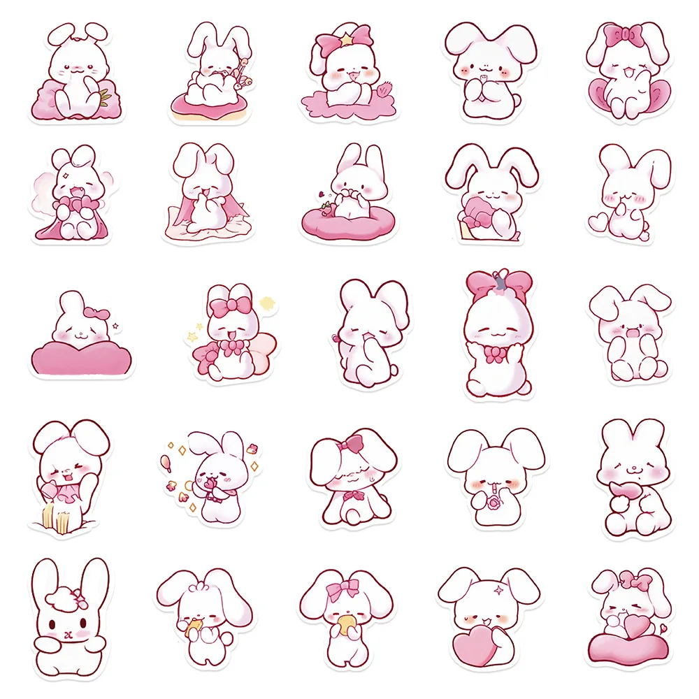 50pcs Cartoon Pink Rabbit Series Graffiti Stickers Suitable for Helmet Desktop Wall Decoration DIY Sticker Pack Wholesale