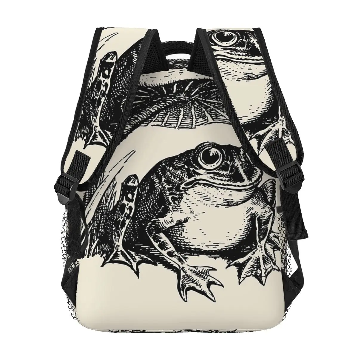 Vintage Cottagecore Frog Sad Toad Sitting Under Mushroom, Emo Goblincore Backpacks Bookbag School Bags Rucksack Shoulder Bag