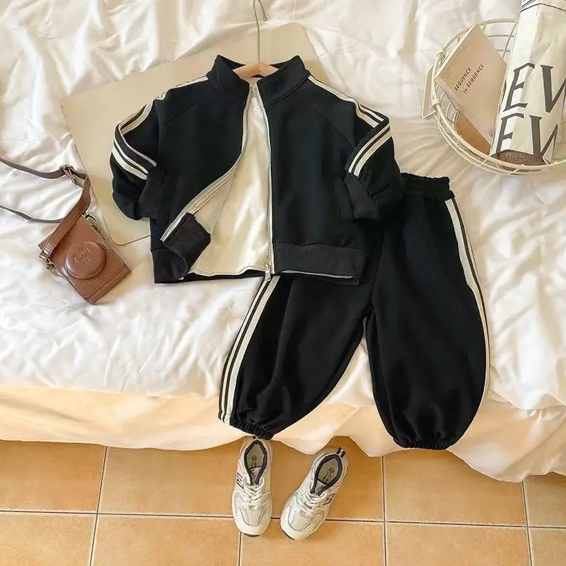 

Children Clothing Set 2026 New Boy Clothes Spring Suit Baby Sets Cute Cotton Coat Pants Kids Soft Tracksuit With Bag 1-7Years