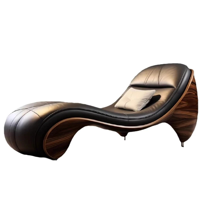 

Nordic light luxury single lazy leather sofa design can sit and lie down high-end leather package