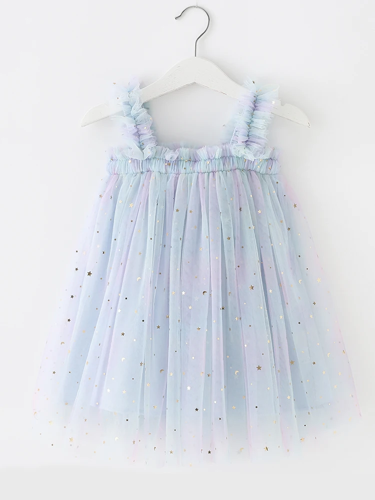 Toddler Baby Girl Dress Rainbow Sequins Tulle Tutu Vestidos 6Months-5 Years Kids Birthday Party Princess Set Infant Summer Sweet