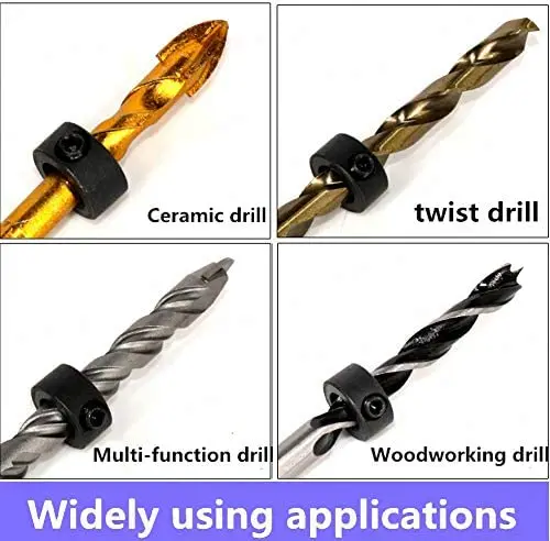 Drill Stop Assortment 8-Piece Drill Depth Stop Collars Limit Ring Dowel Shaft Chuck Positioner Locator for Drill Bits Consistent
