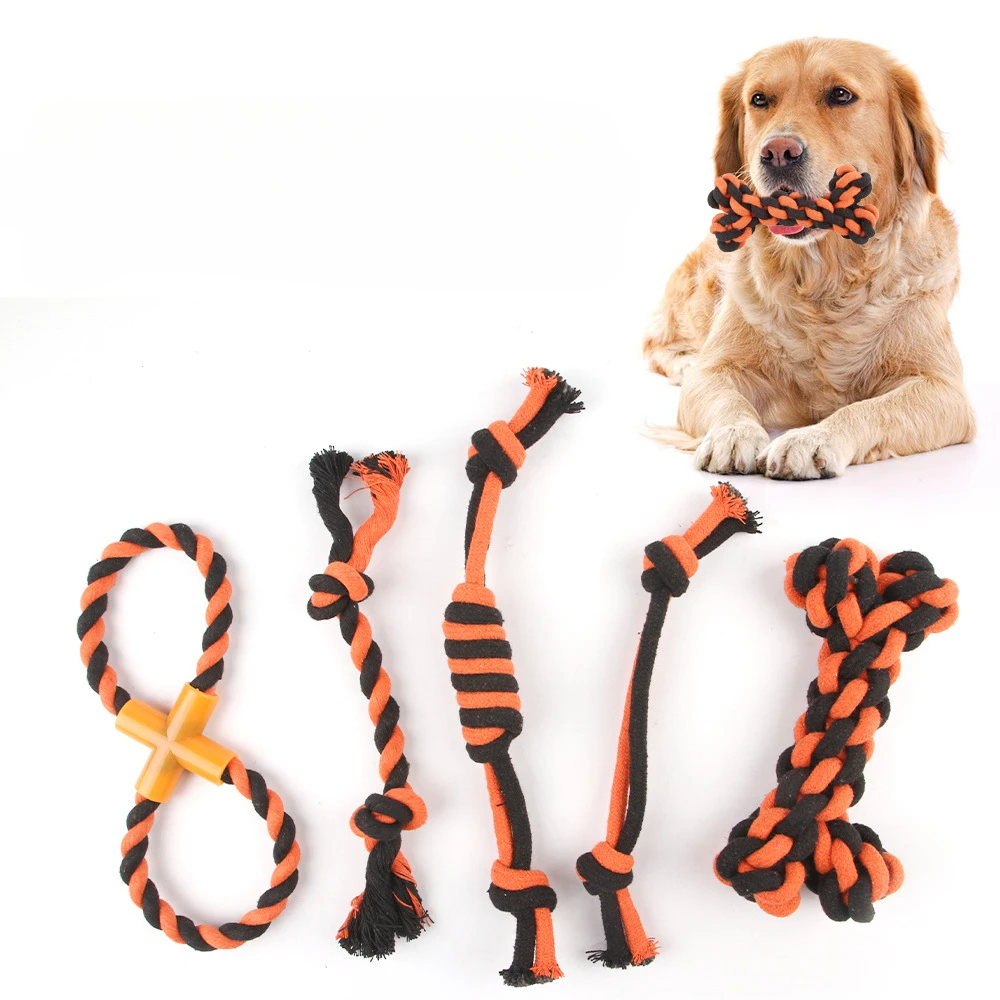 Halloween Dog Toys for Small Dogs Knot Cotton  Rope Ball Dumbbell Puppy Cleaning Teeth Chew Toy Durable Braided Bite Resistant