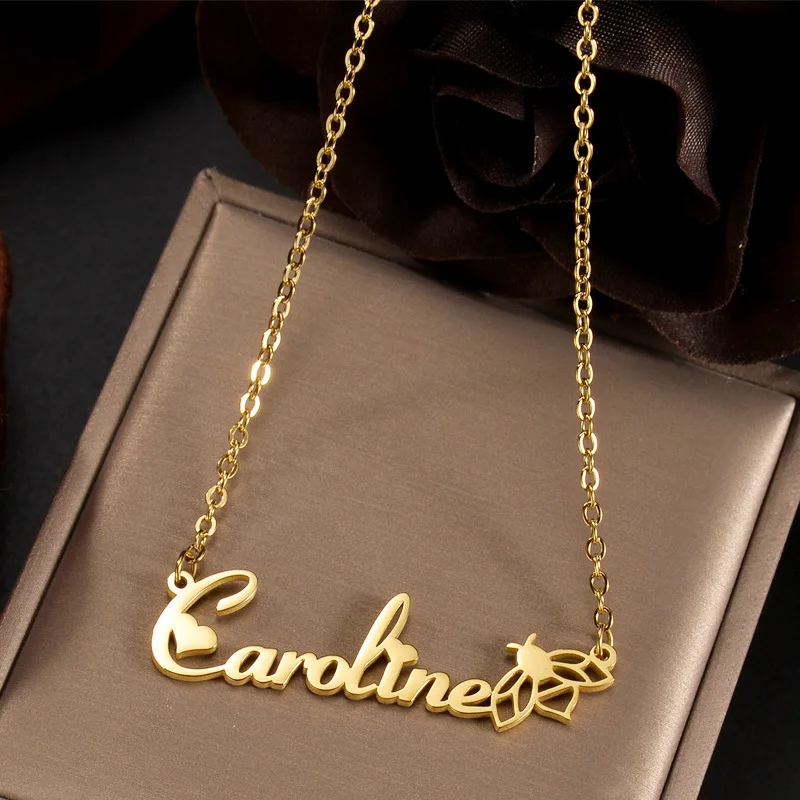 

Customized Name Necklaces For Women Hollow Honeybee Cute Romantic Heart Letter Jewelry Stainless Steel Diy Pendant Necklace