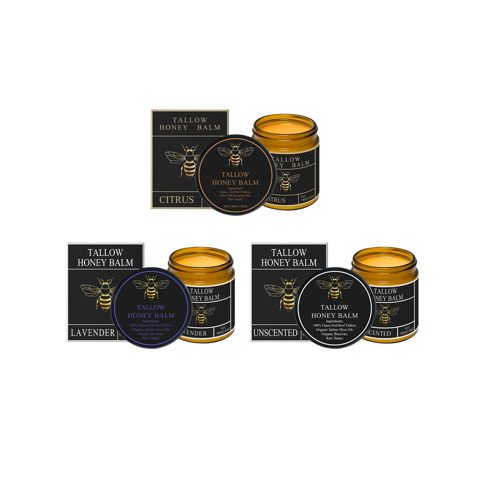 Beef Tallow Honey Cream Grass Fed Whipped Facial Balm Repair Damaged Barrier Reduce Redness Swelling Nourishing Body Lotion 100g view 2