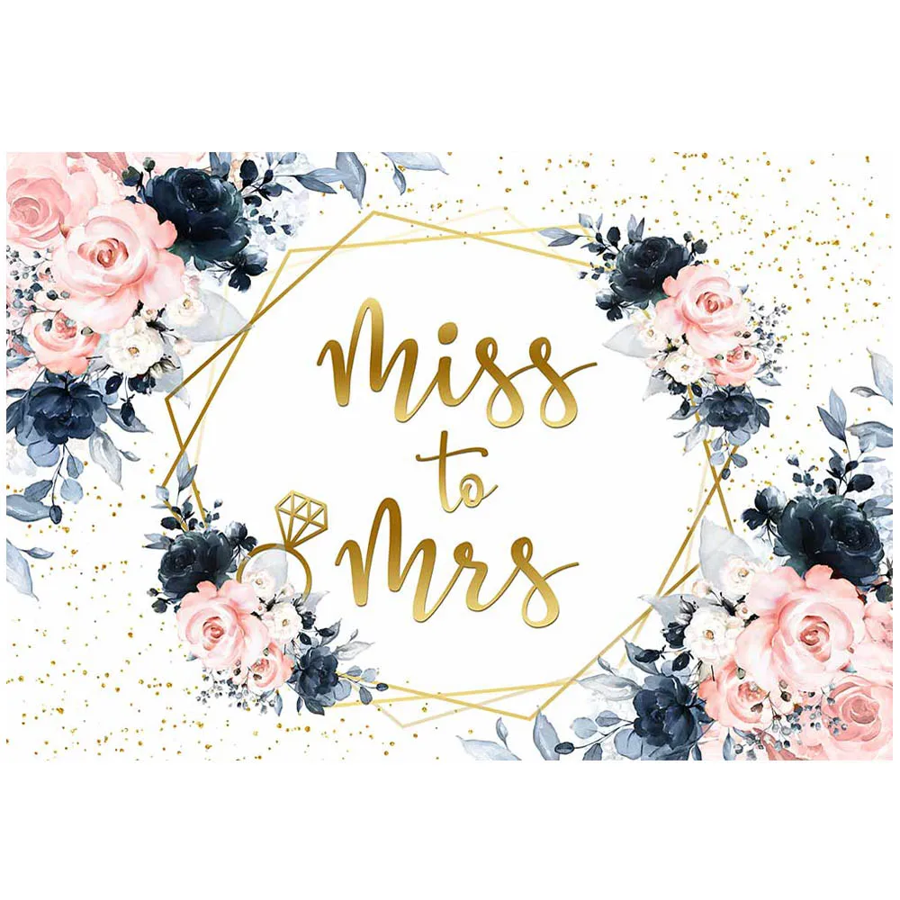 Mocsicka chá de panela pano de fundo miss a sra. azul marinho e rosa flores anel dourado fotografia fundo photo studio photocall