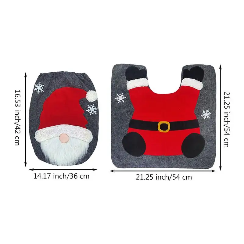 Christmas Warm Cute Toilet Seat Cover Non-Slip Gnome Toilet Seat Cover Winter Thicker Soft Washable Toilet Seat Cover Mat