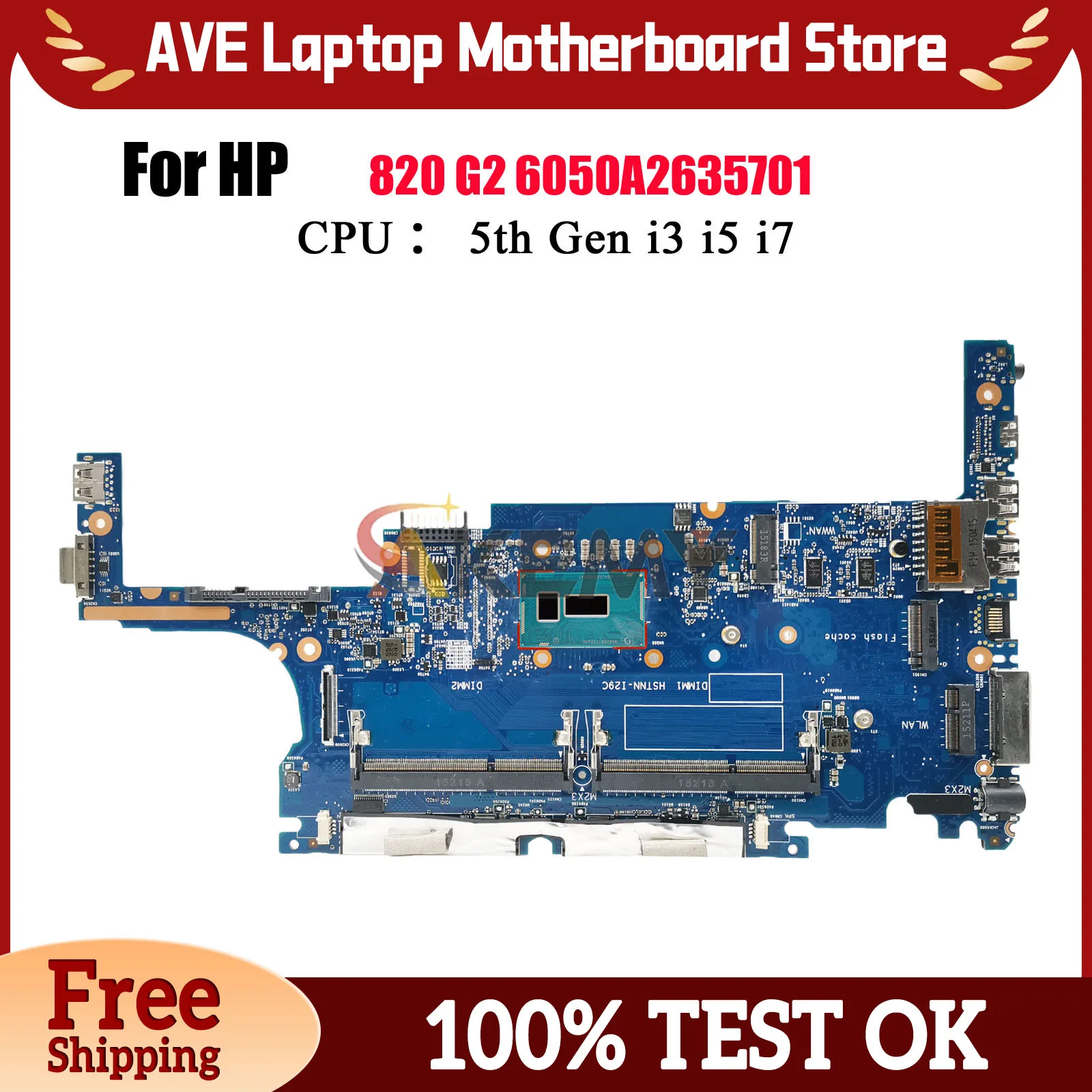 

6050A2635701 для ноутбука HP EliteBook 820 G2, материнская плата 781854-001 781858-601 с процессором i5 i7 DDR3, 100% полностью протестирована