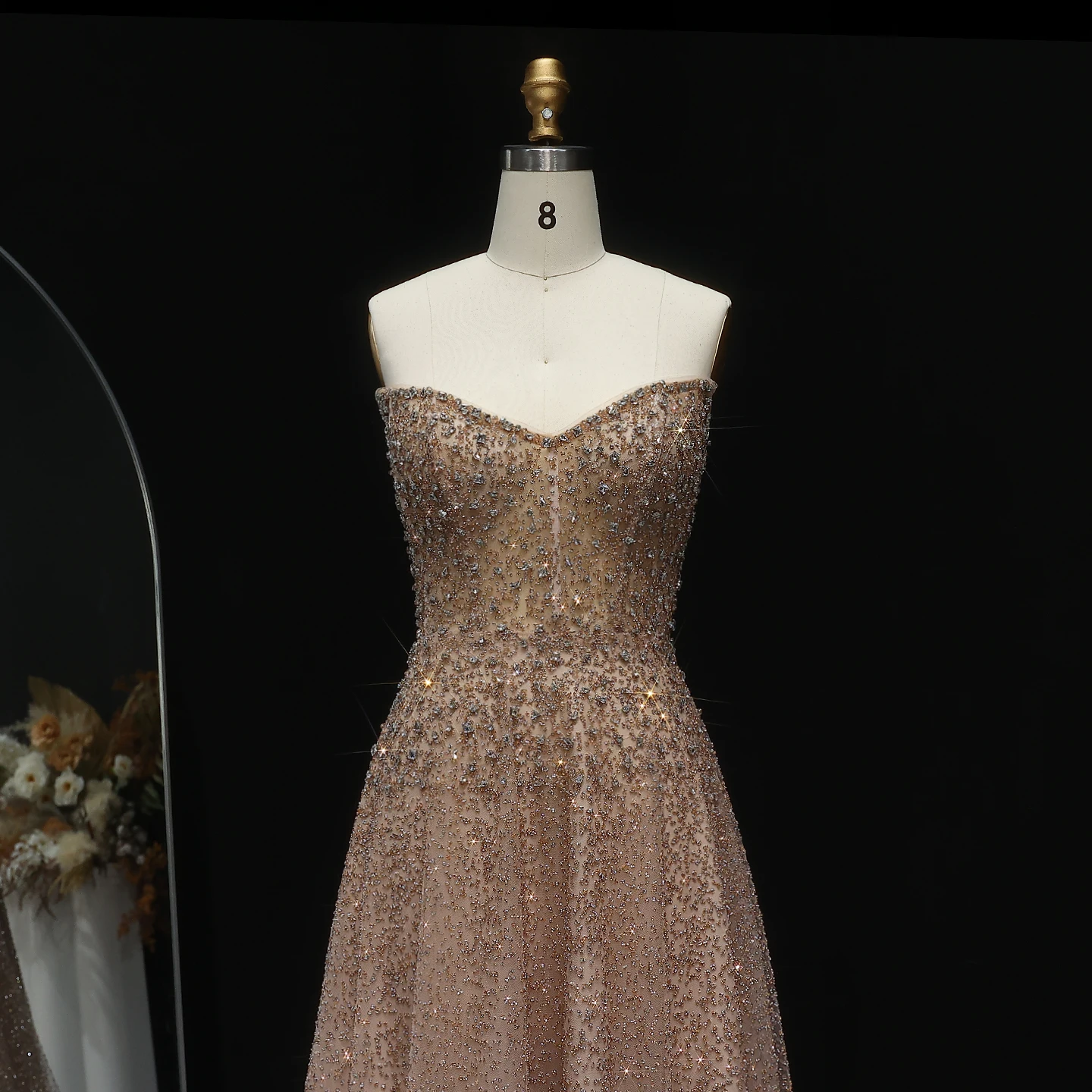 Sharon Said Bling Blaues Kristall-Luxus-Abendkleid in Übergröße für Hochzeitsfeier, Formelle Kleider SS699 Maßanfertigung – Detail 10