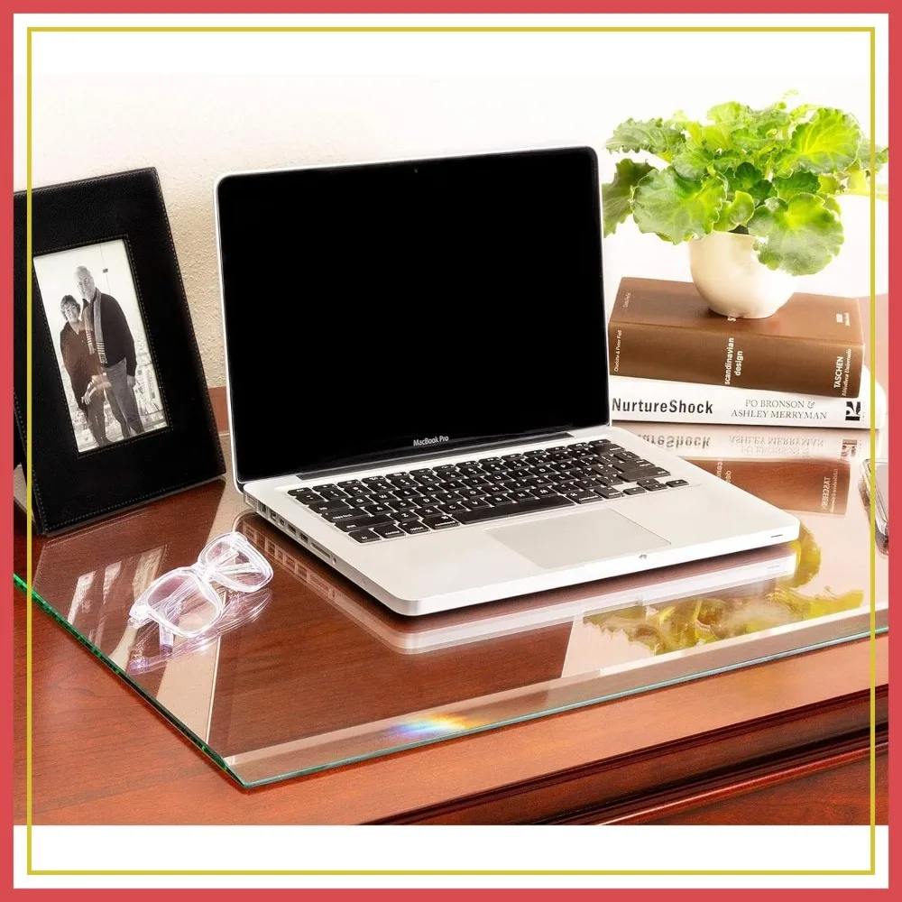 

Premium Tempered Glass Desk Pad | 20" x 30" Desk Protector | 1/4" Thick Clear Blotter with Beveled Edge | Office Elegance