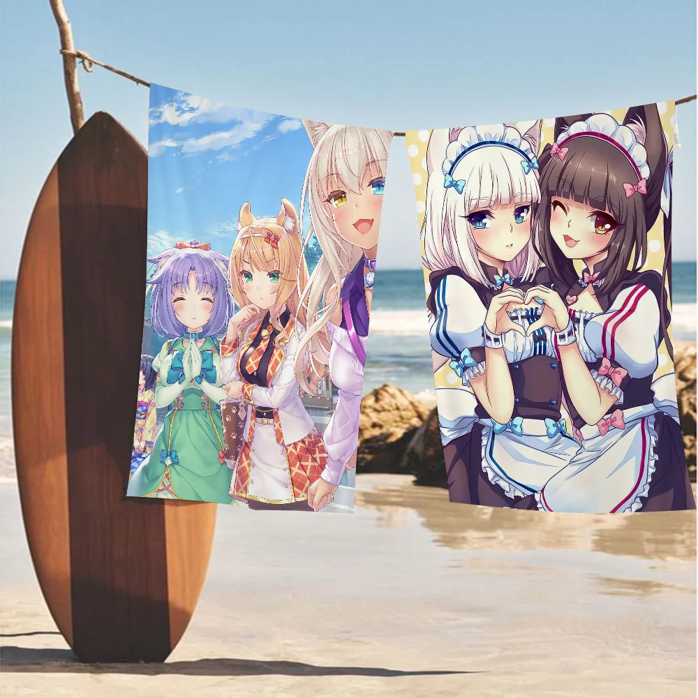 Anime Nekopara Movie Beach Towels Shower Towel Sauna Travel Spa Microfiber Quick Dry Gym Accessories Cute Room Decor