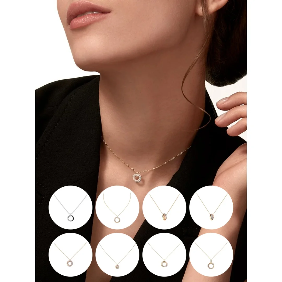 

2026 Trendy Couple Circular Zircon Pendant Necklaces Premium Minimalist Necklaces Perfect New Year Surprise Gift for Lovers