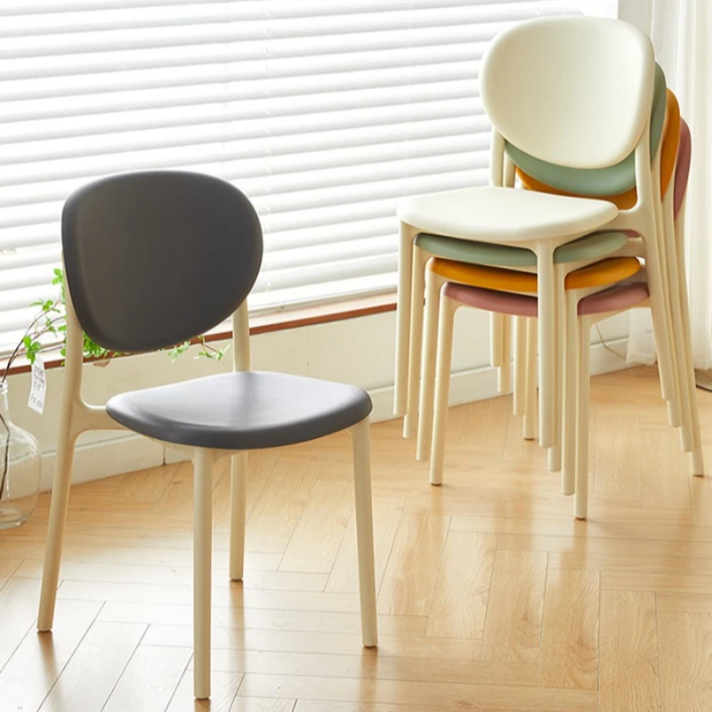 dining chair household cream wind plastic chair thickened backrest stool outdoor stackable simple modern milk tea shop chair