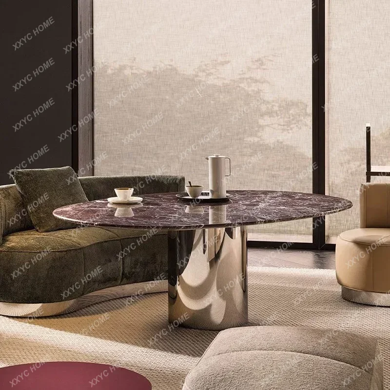 XXLuxury Any Size Custom High Grade Marble Dining Table Fine Polished Surface Exquisite Veins Stable Durable Elegant For Dining