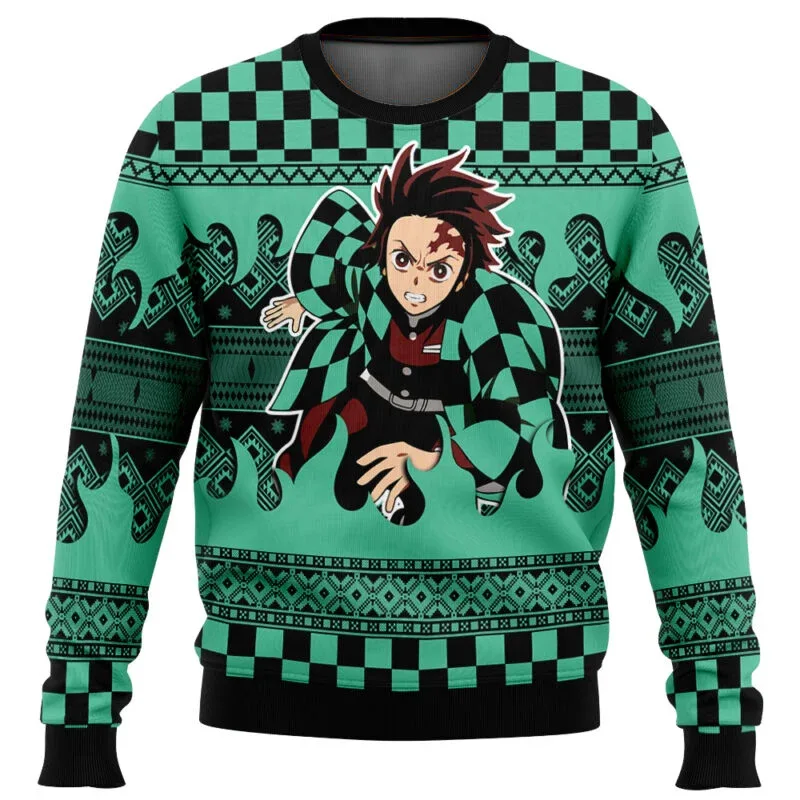 Demons Slayers Weihnachten Hässlicher Pullover Cartoon 3D Sweatshirt Tops Herbst und Winter Cosplay Weihnachtsmann Pullover Pullover Geschenke