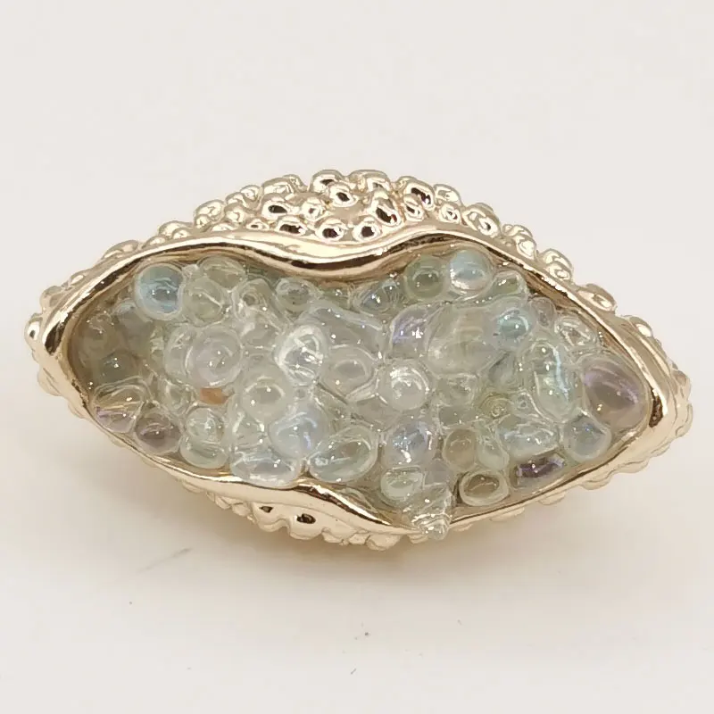 Transparente Perlen verschönern unregelmäßige Metallknöpfe für Mäntel, Hemden, Nähzubehör, Nähknöpfe, DIY-Handwerk, 18/23 mm, 6 Stück – Detail 4