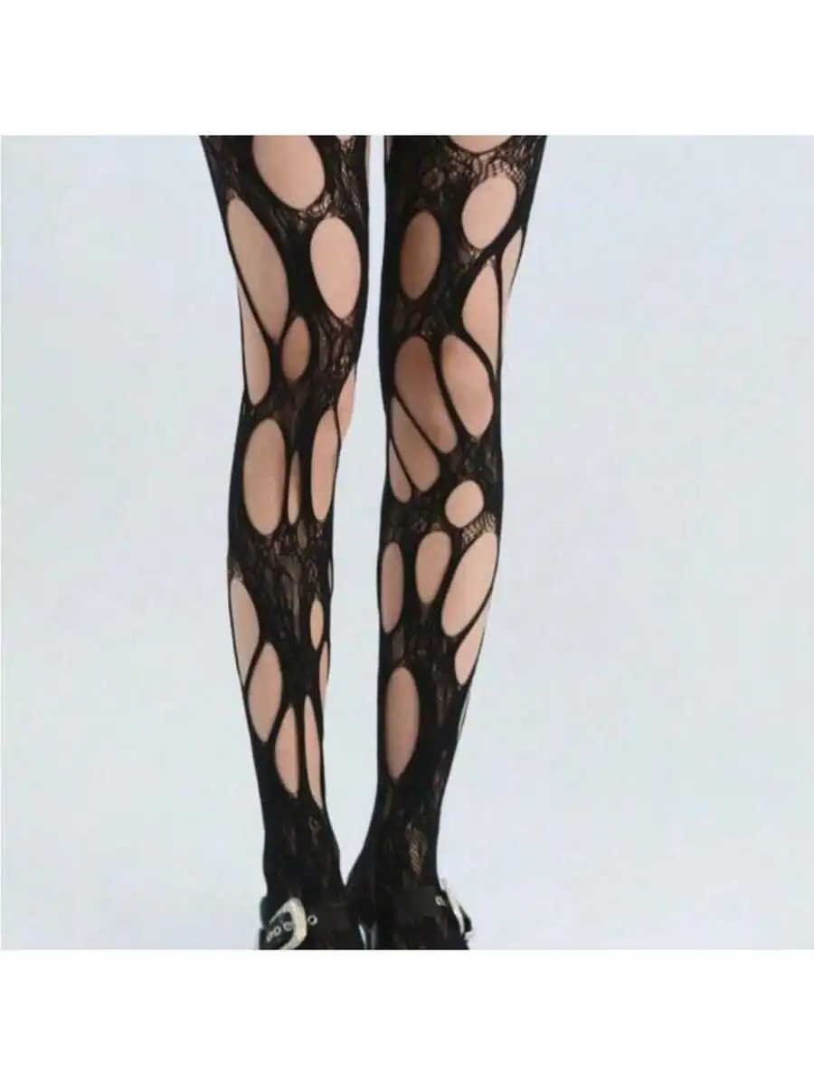 Womens Cut Out Sheer Stretchy Fishnet Tights High Stretch Pantyhose Fashionable Daily Wear