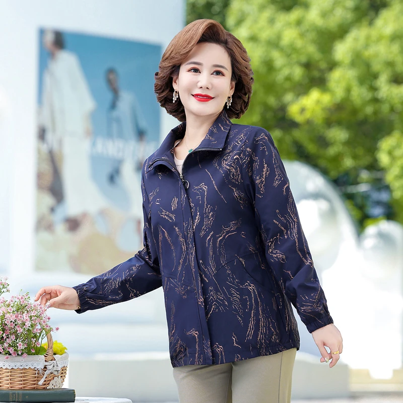 Mujeres con abrigos forrados otoño nuevas madres mayores de mediana edad cortavientos Chaqueta corta cárdigan Top femenino