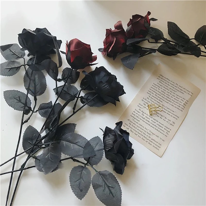 

Retro Dark Rose Artificial Flower Decoration Valentine'S Day Artificial Flower Desktop Decoration Rose Bouquet INS Decoration