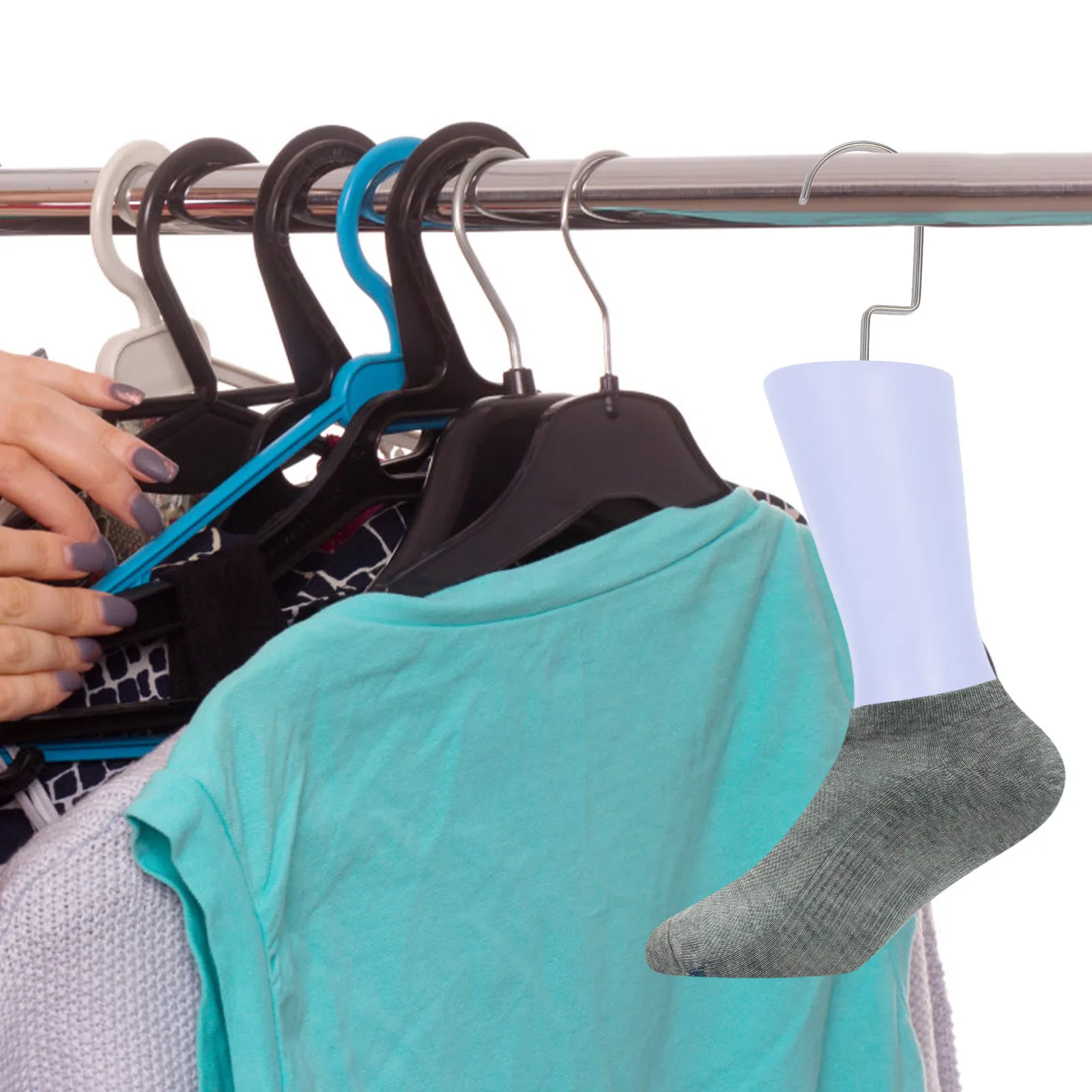 Foot Mannequin Display Stand for Socks, Jewelry & Footwear – Plastic ABS Seamless Hook Base