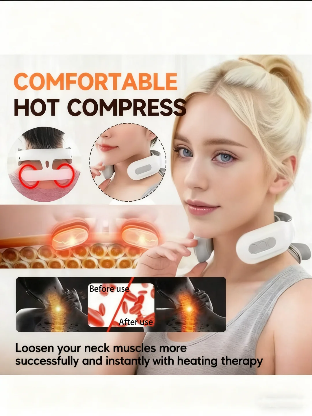 

2026 1 шт. портативный электрический массажер для шеи, умный массажер для шеи - перезаряжаемый для облегчения шеи и плеч