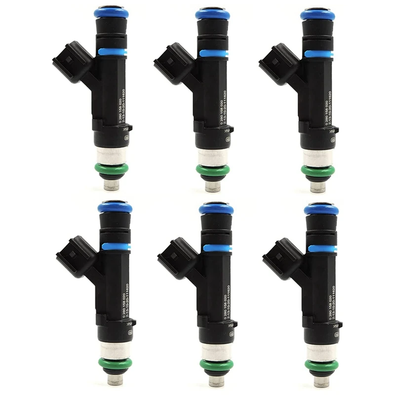 6PCS Fuel Injector Nozzle 53032701AA 0280158020 For Jeep Liberty Dodge Dakota For Mitsubishi Raider 3.7L, Black