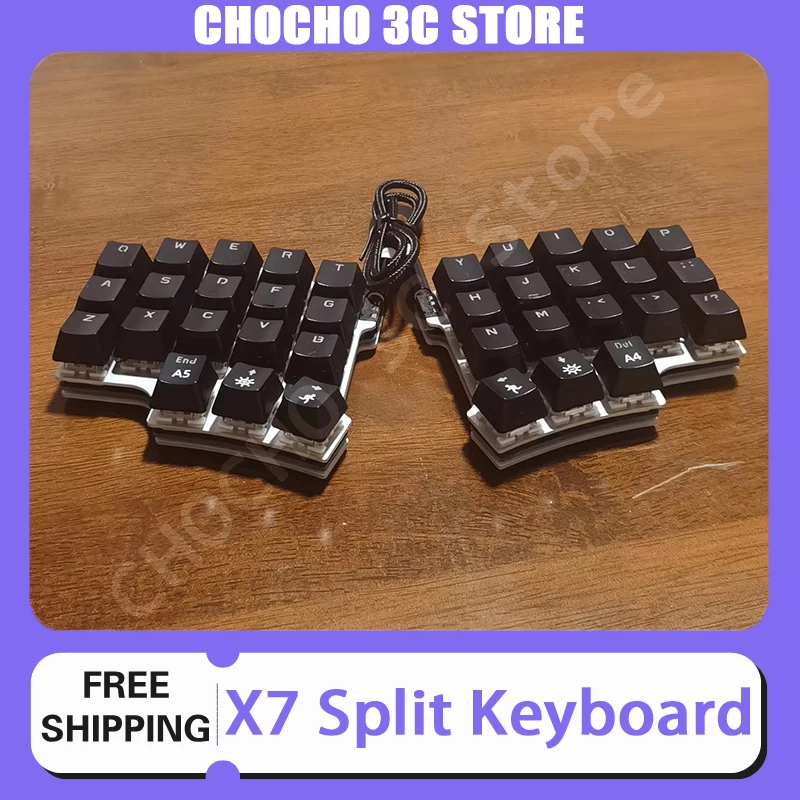 X7 Corne Split Keyboard Temper Type Low Profile Wired Type C Mechanical Keboards Zmk Custom Hot Swap Ergonomic Gaming Keyboard