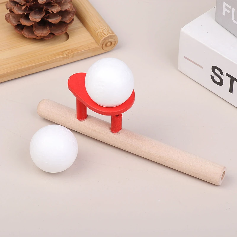 Wooden Suspension Ball Blower Sports Foam Balls Floating Kids Blow Pipe And 2 Balls Game Stress Reliever Balance Blowing Toy