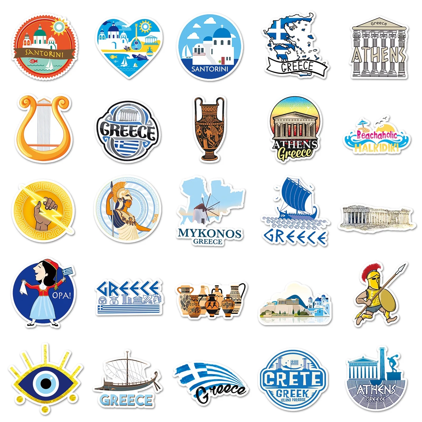 10/30/50pcs Greece City Travel Stickers World Famous Tourist Landscapes Decals DIY Scrapbook Luggage Phone Car Sticker Toy