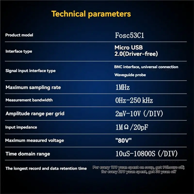 【FLASH-SALE!】Fosc53c 1M 5-Channel USB Oscilloscope Synchronous Input Handheld Tool For Laboratory Electrical Automotive Repair