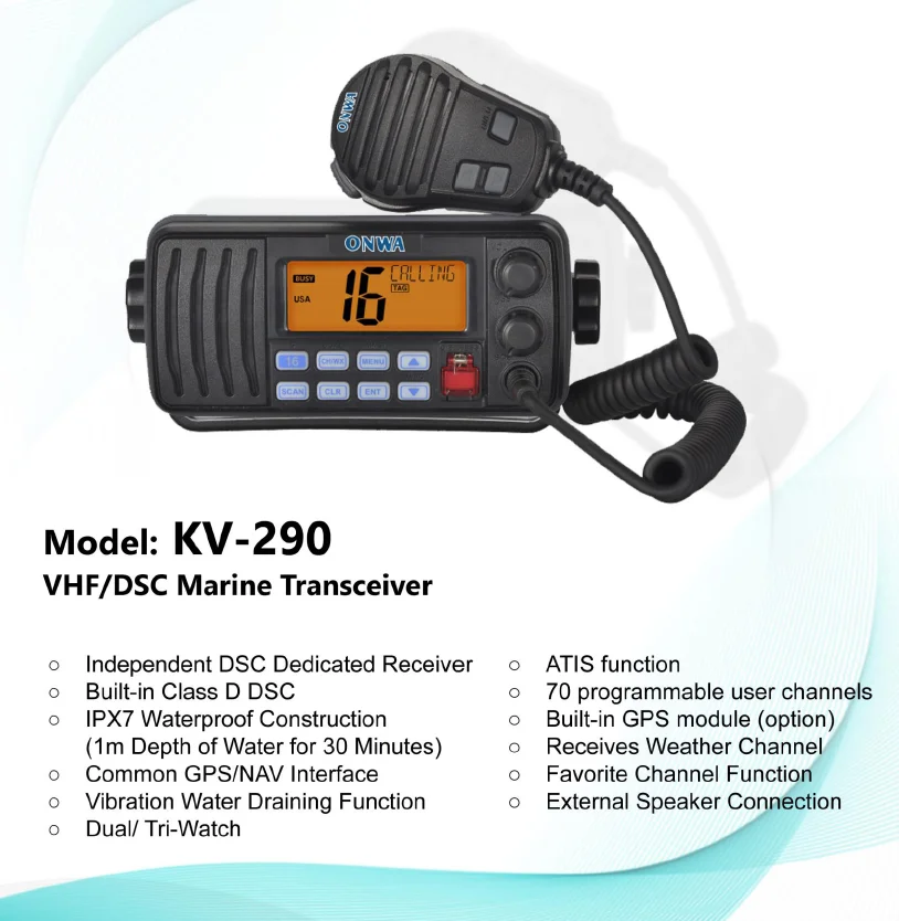ONWA KV-290: VHF/DSC marine transceiver (Desktop Mount) - view 2