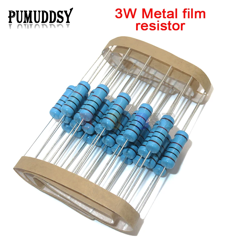 20PCS 3W Metal Film Resistor 1% 1R 4.7R 10R 22R 33R 47R 1K 4.7K 10K 100K 1 4.7 10 22 33 47 4K7 Ohm 1R ~ 1M