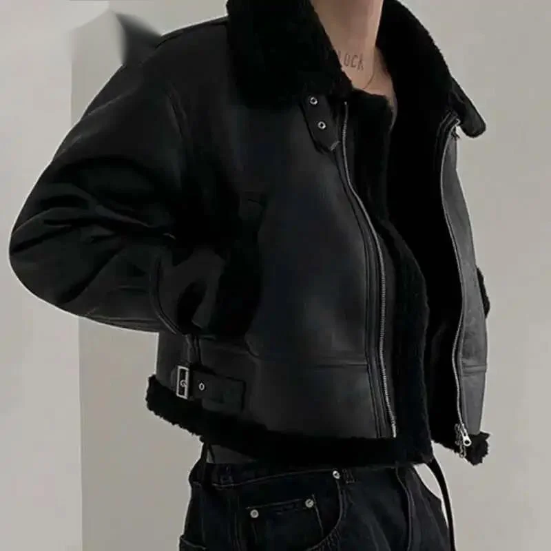 Leather Cotton Coat For Men's Winter Korean Style Loose Lamb Suede Motorcycle Pu Padded Jacket Trend Male Spring New 9C9QG1