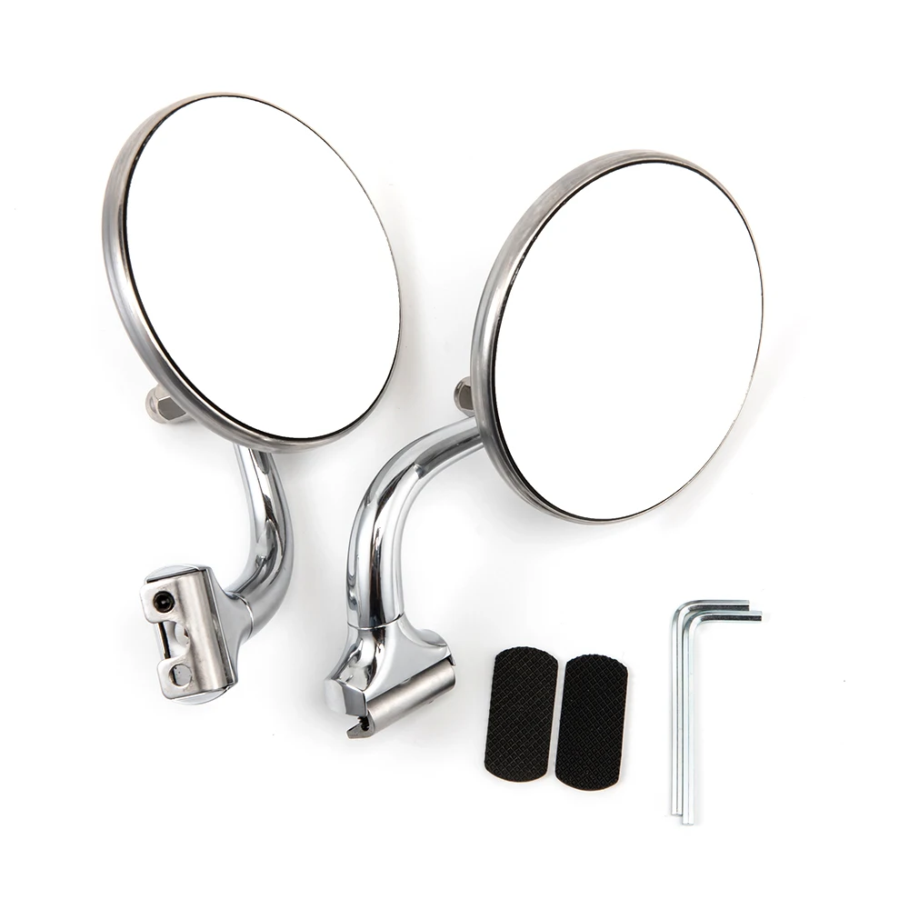 2Pcs Vintage Classic Car Silver Round Side Mirror Kit Retro Front And Rear View Reflective Mirror Vintage Car Stainless Steel