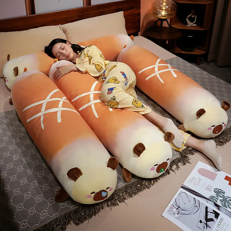 60/90/120cm Long Capybara Bread Plush Throw Pillow Soft Funny Bread Capybara Toy Sofa Cushion Home Decor Birthday Gift