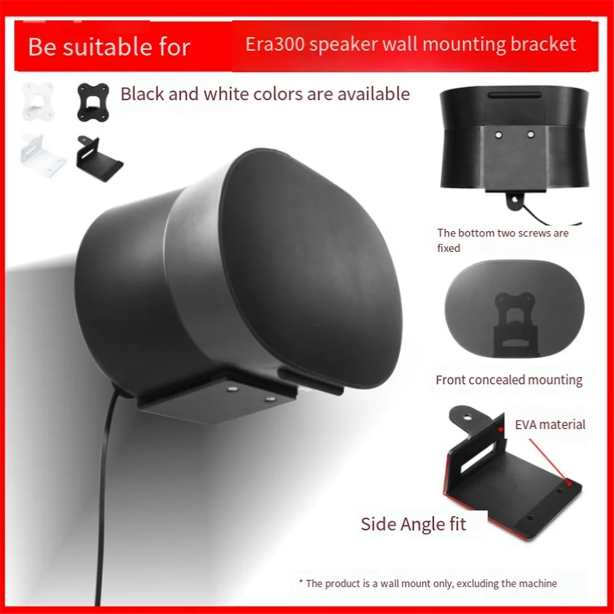 

For Sonos Era 300 Speakers Wall Mount Brackets Replacement Stand Brackets Speakers Brackets Replacement Black