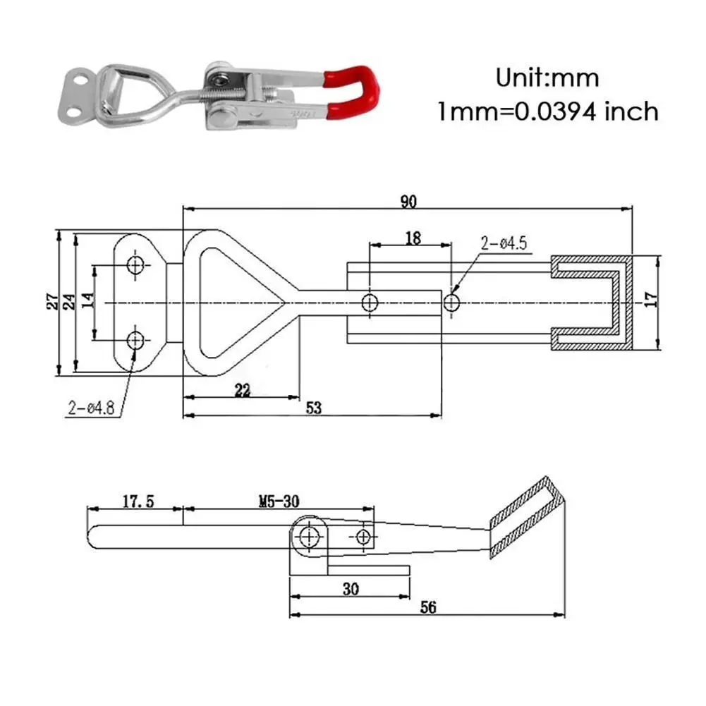 4001 Quick Release zacisk przegubowy 100KG 220Lbs wytrzymałość ocynkowane żelazo zatrzask ręczny zaciski narzędzia stolarskie