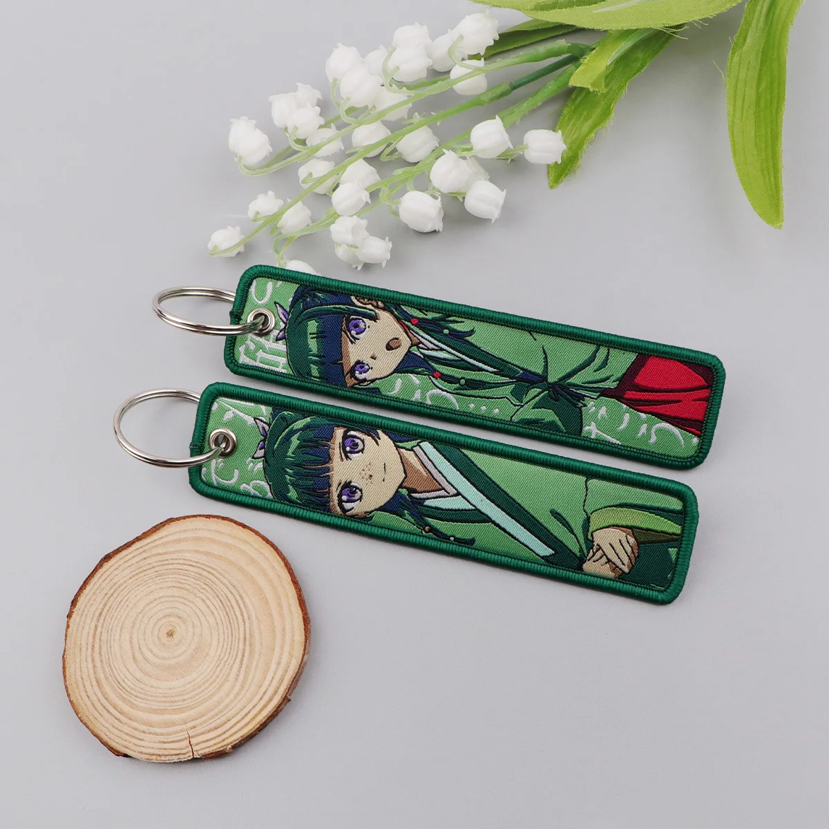 1pcs Vintage Oriental Anime Girl Portrait Embroidery Key Tag Strap Beautiful Keychain Handbag Knapsack Fashion Hanging Charm view 6